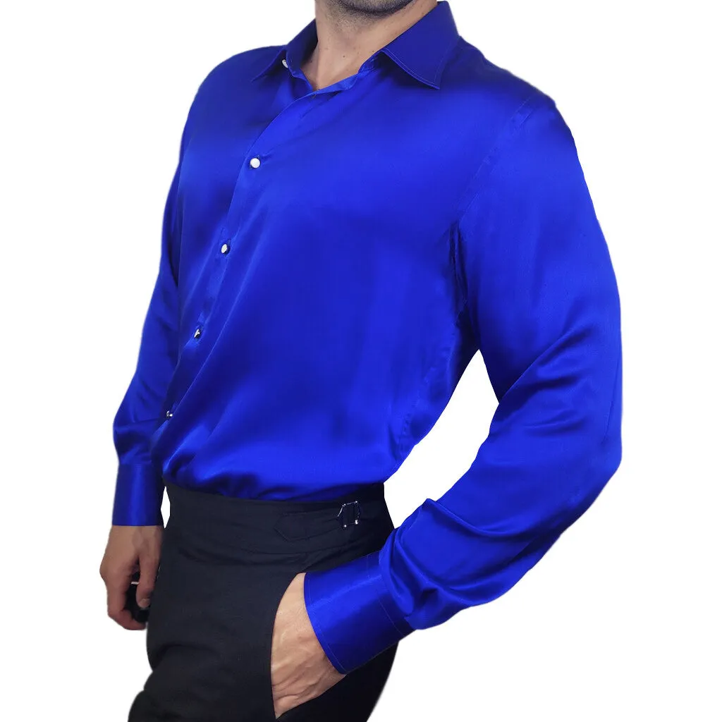 Men's Blue Silk Shirt