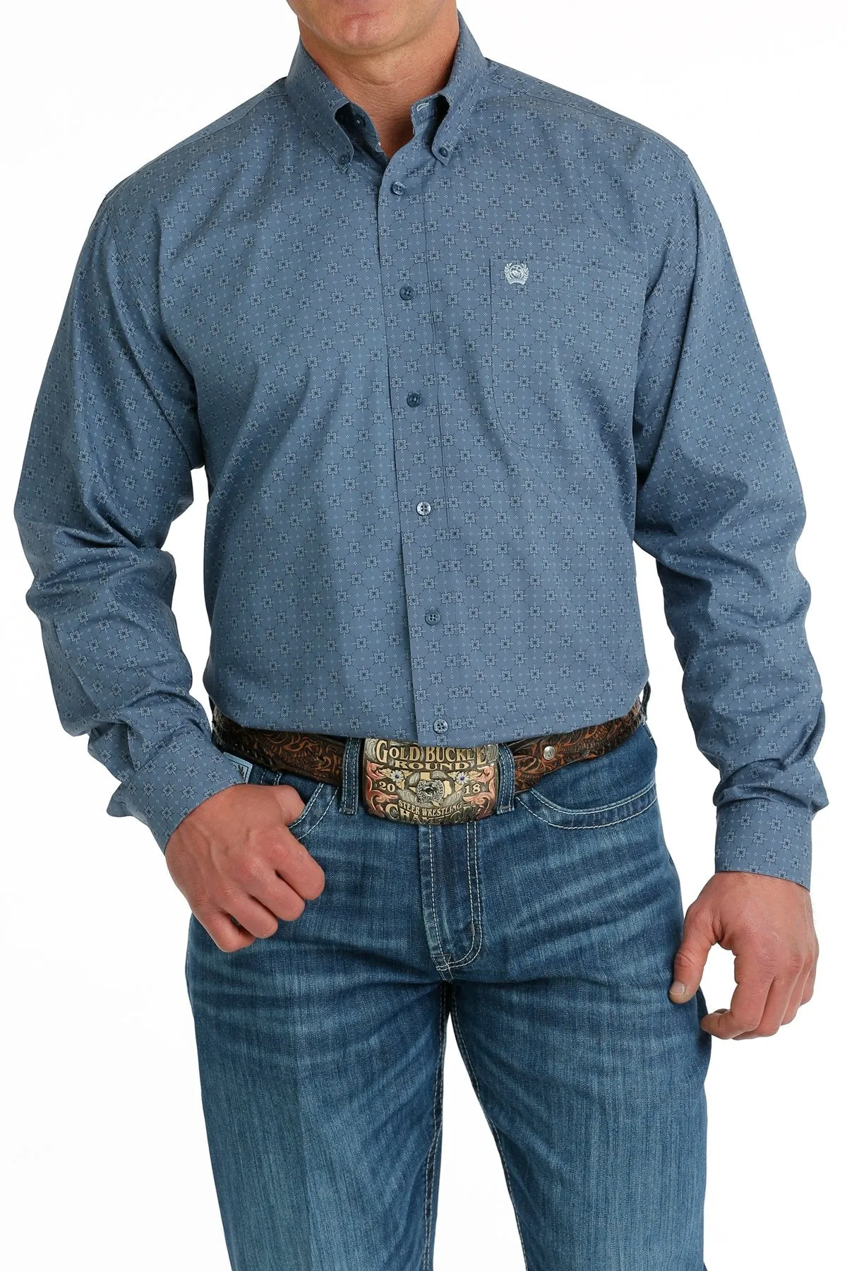 Men's Cinch Geometric Print Button Down Western Shirt - MTW1105693