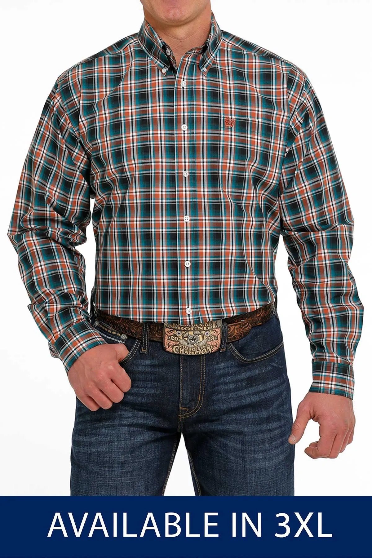 Men's Cinch Plaid Button Down Western Shirt - MTW1105494