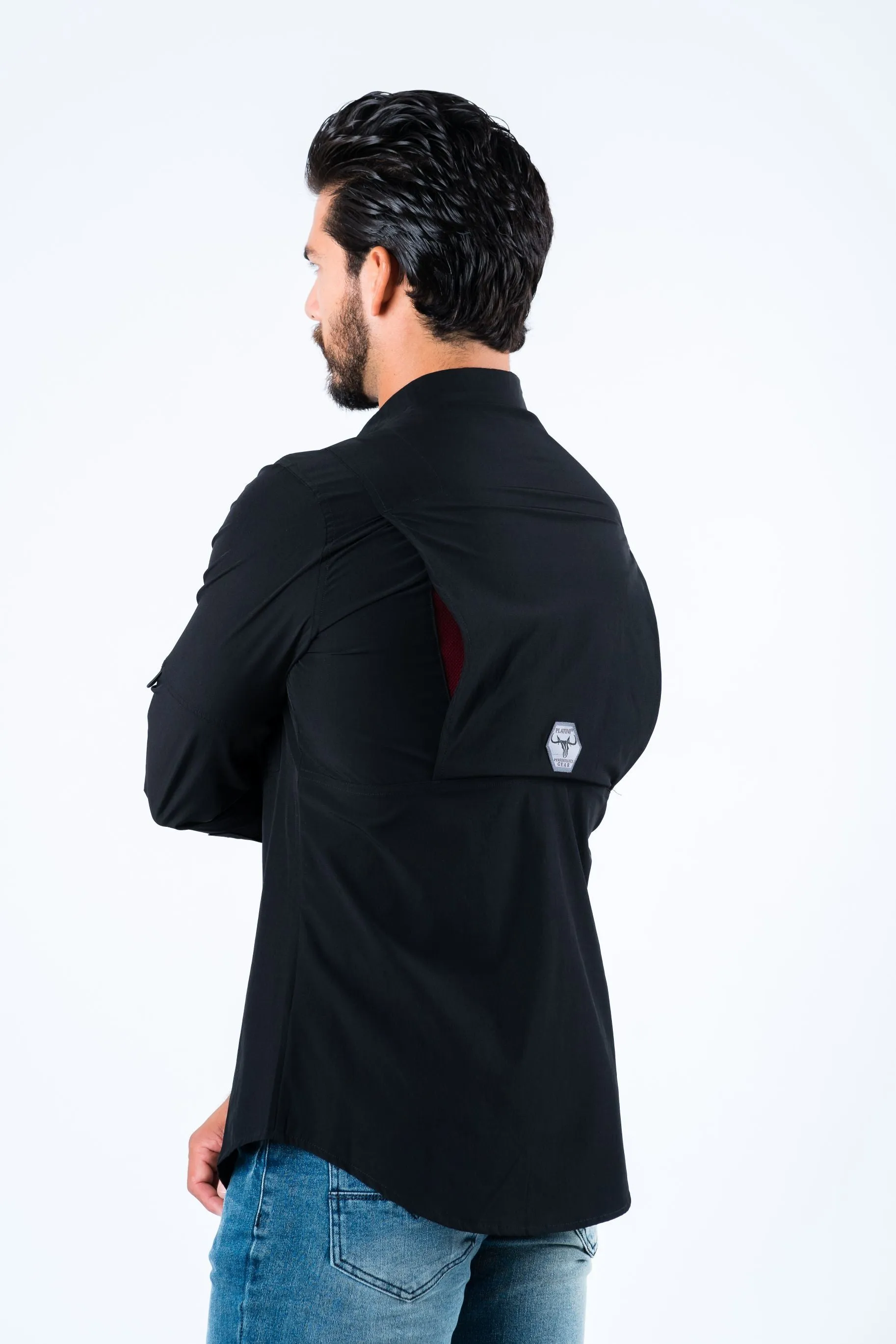 Men's Fishing Black Long Sleeve Shirt