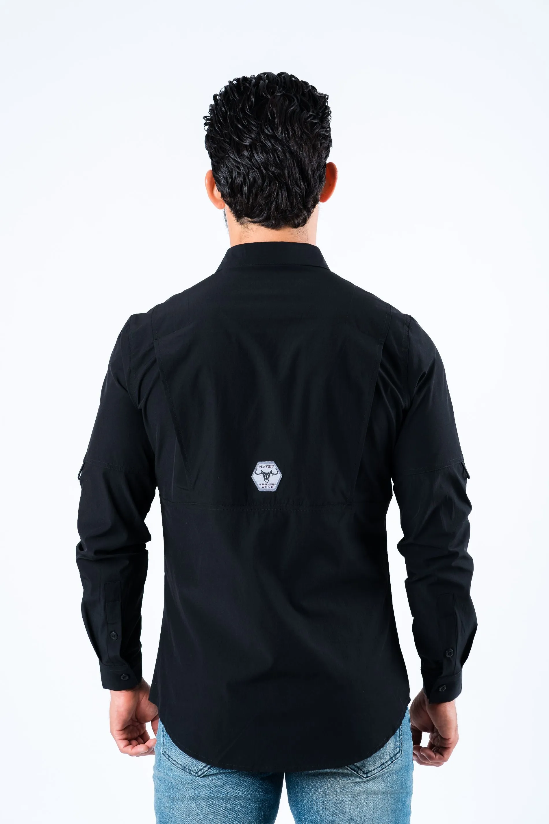 Men's Fishing Black Long Sleeve Shirt