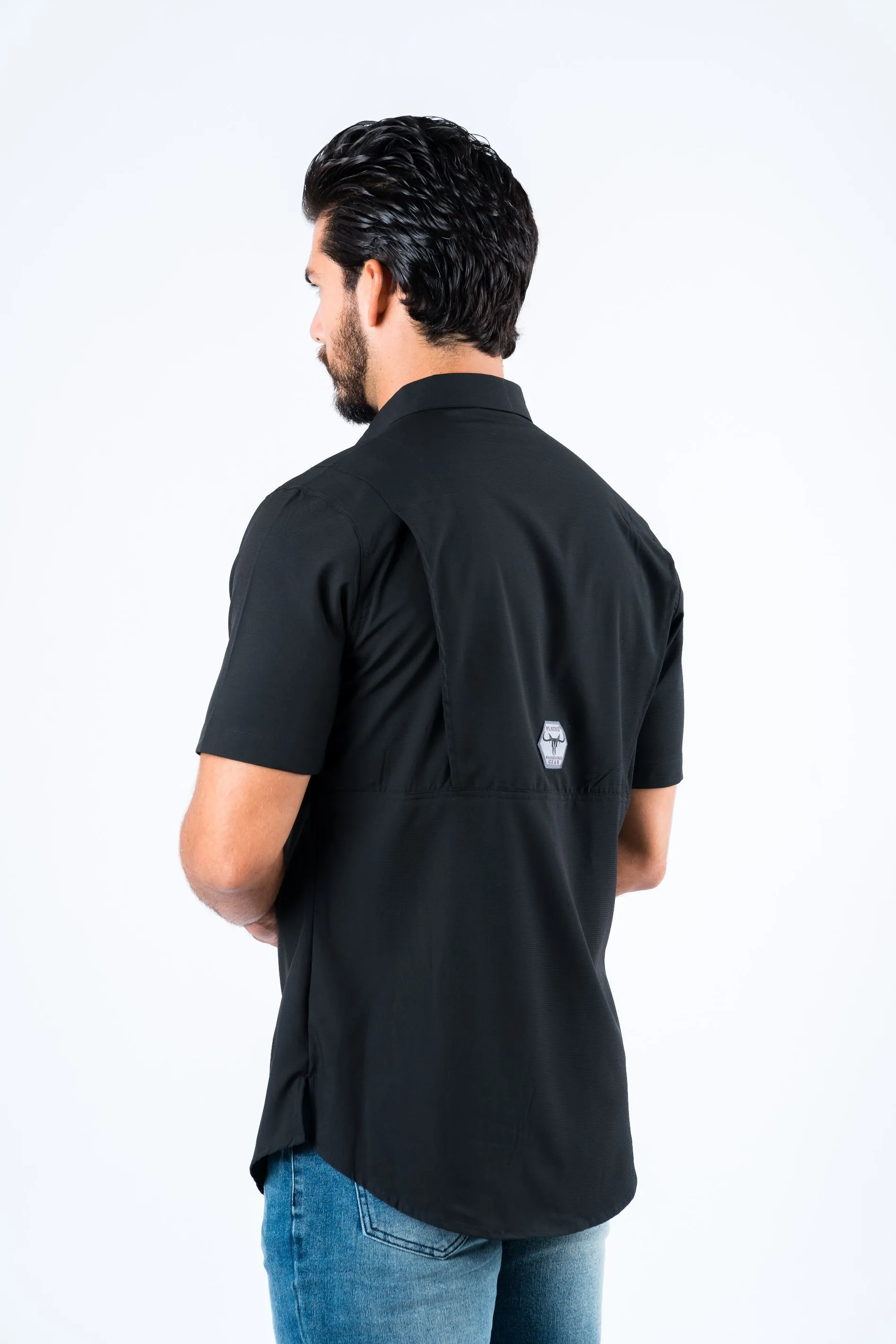 Men's Fishing Black Short Sleeve Shirt