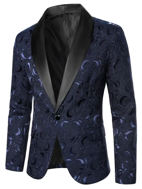 Men's Navy Blue & Black Blazer Dinner Jacket