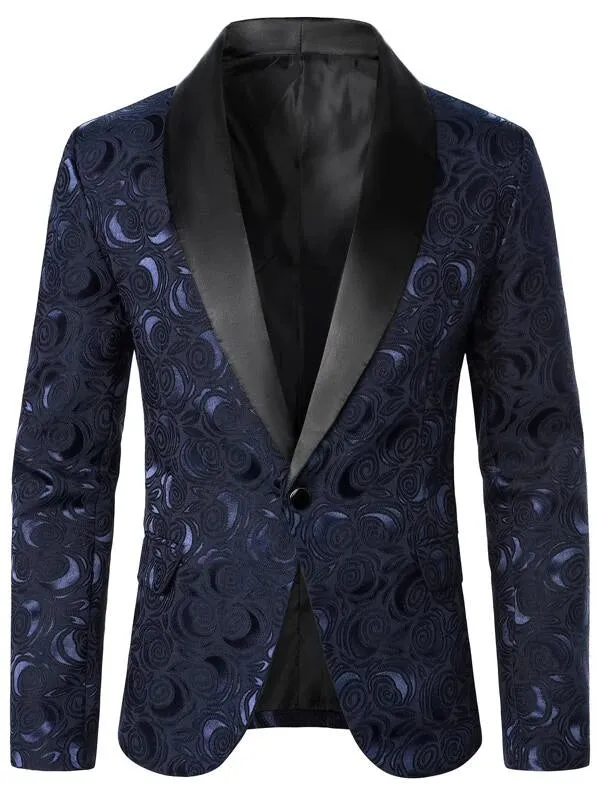 Men's Navy Blue & Black Blazer Dinner Jacket