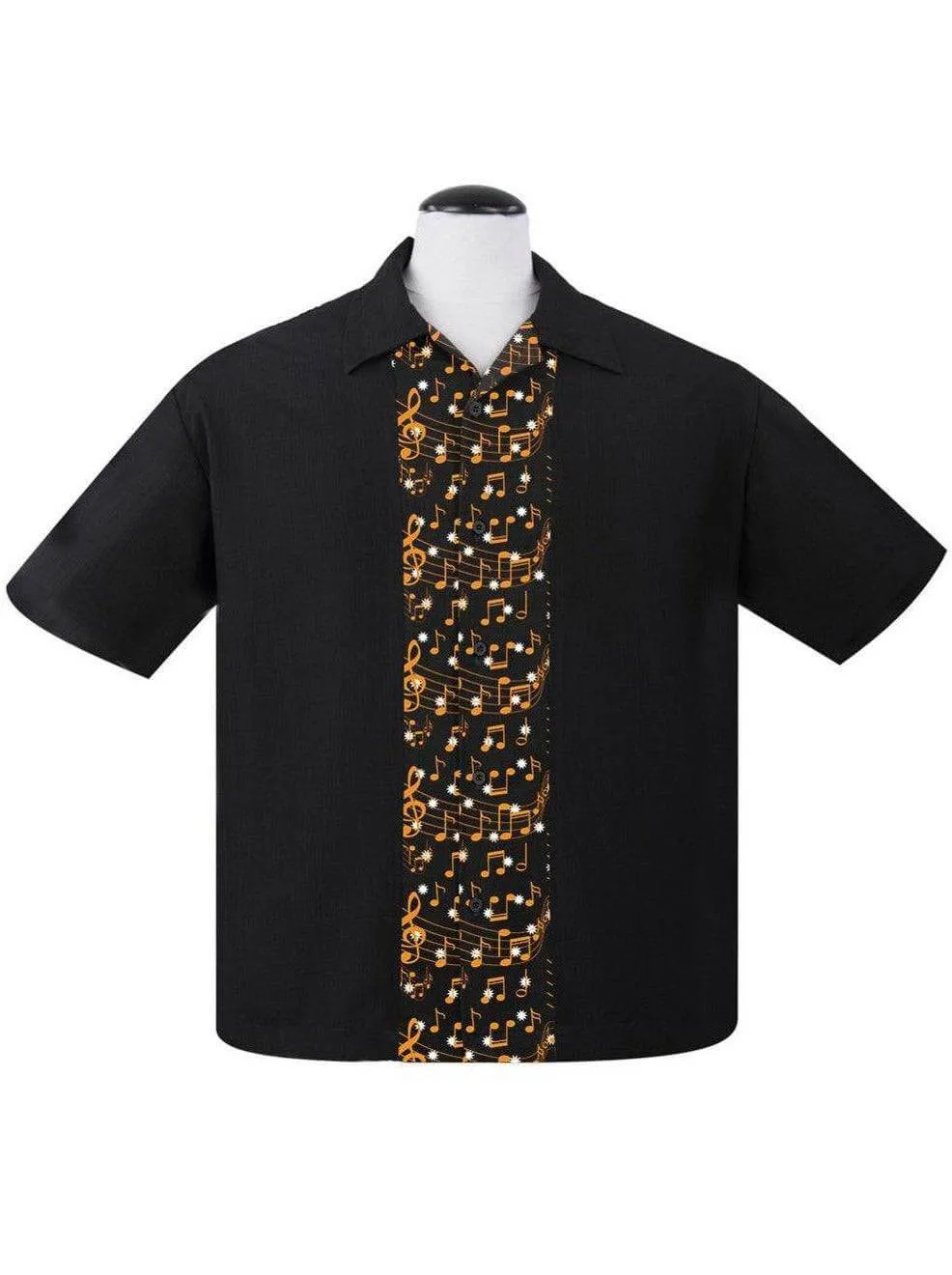 Mens Vintage Style Bowling Dress Shirt - Music