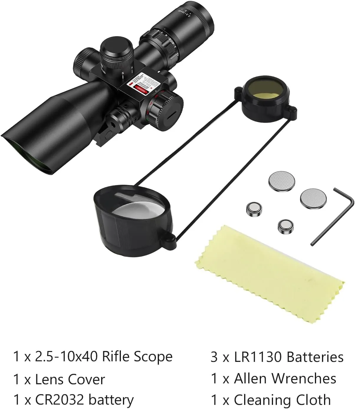 MidTen 2.5-10x40 Mil-dot Rifle Scope with Red Laser Combo