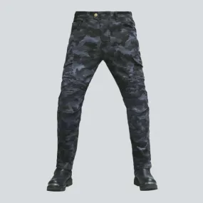 Military grey men's biker jeans