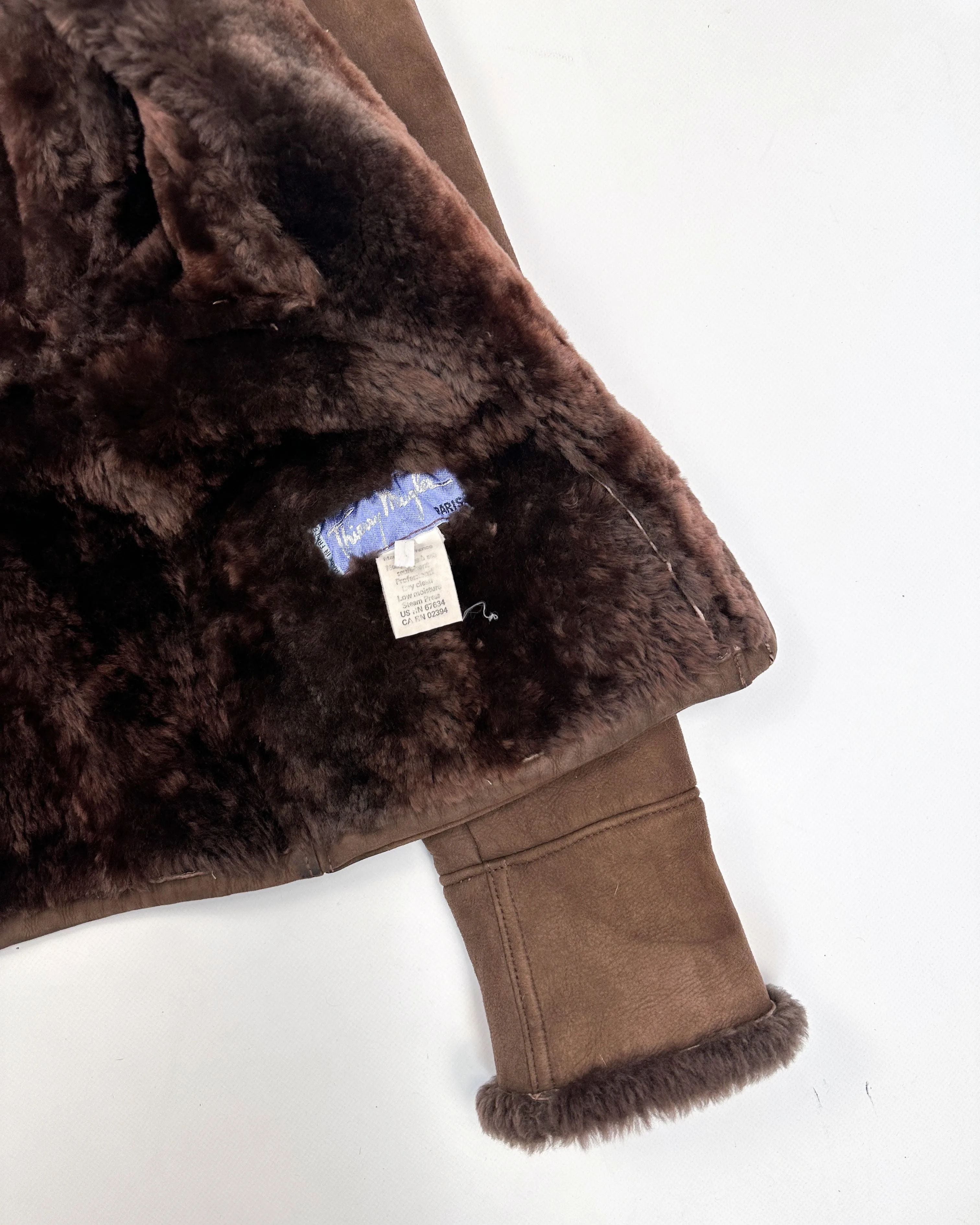 Mugler Brown Fur Suede Jacket 1980's