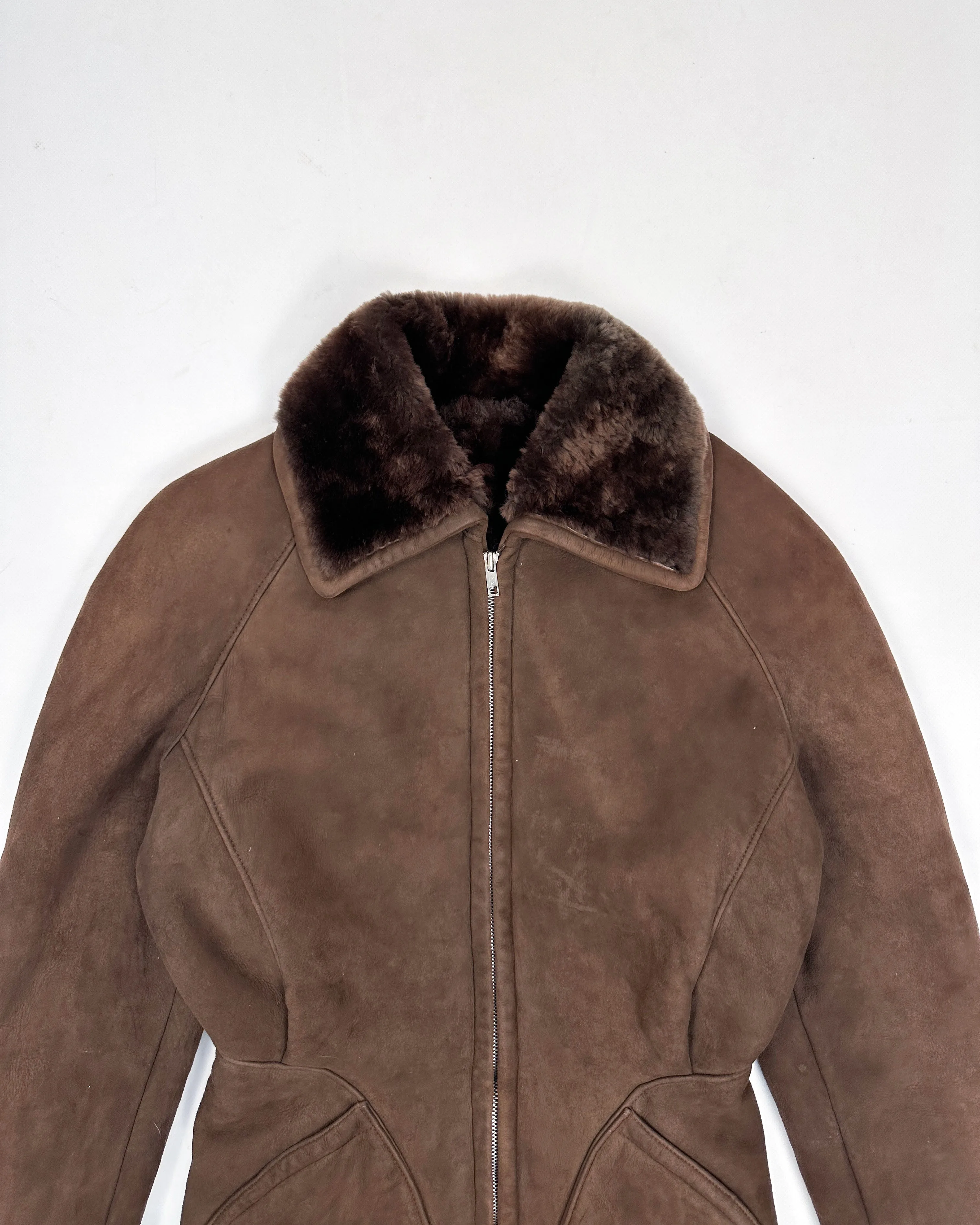 Mugler Brown Fur Suede Jacket 1980's