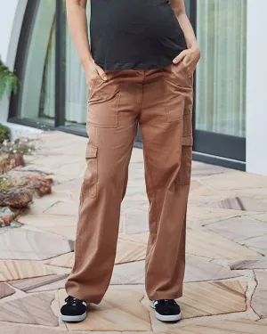 Naomi Maternity Cargo Pants in Brown