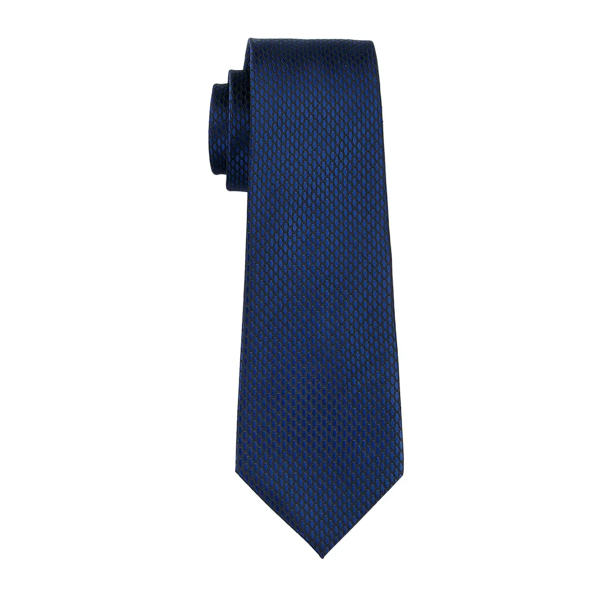 Navy Blue Geometric Tie Hanky Cufflinks Set Gift Box Set