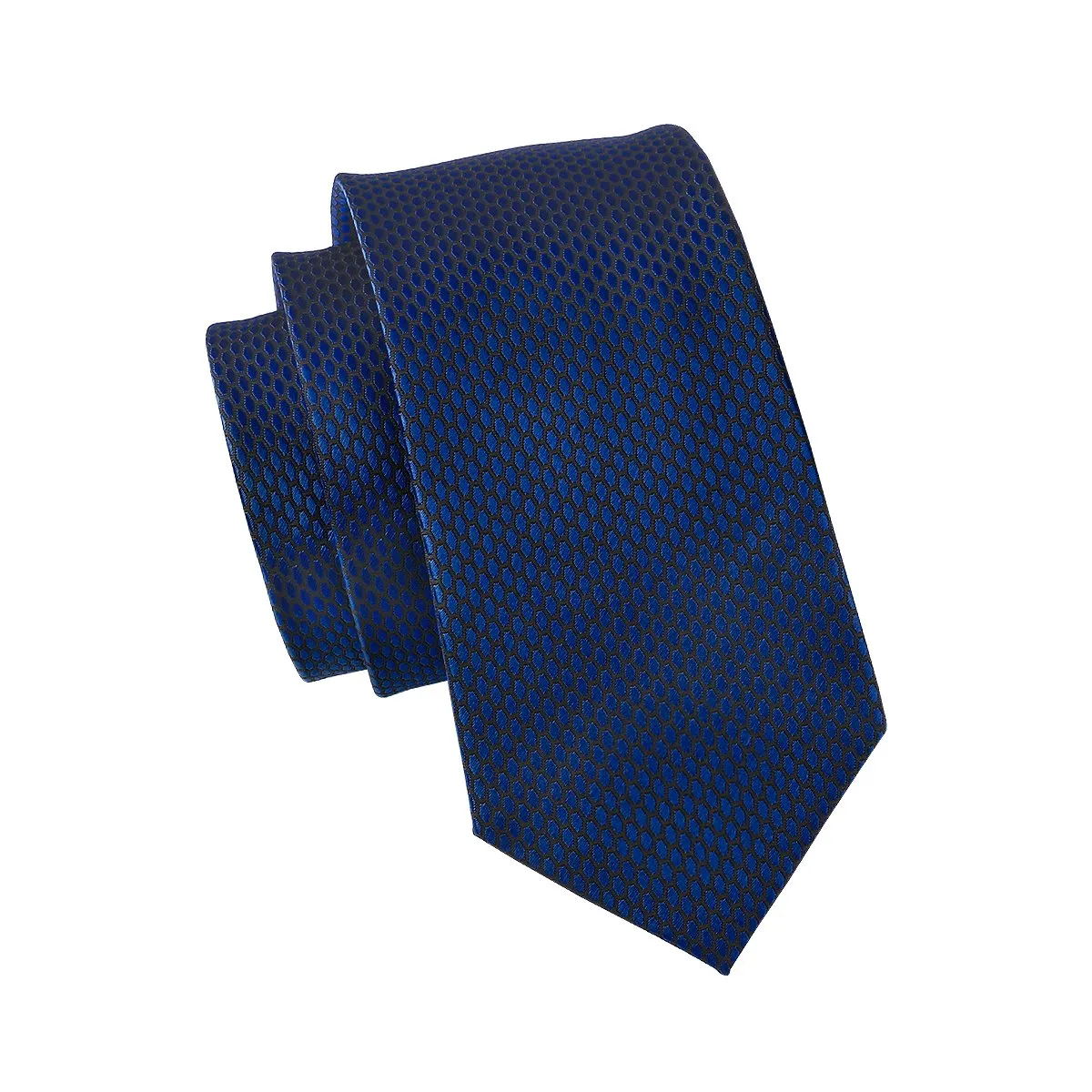 Navy Blue Geometric Tie Hanky Cufflinks Set Gift Box Set