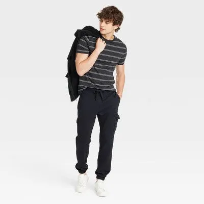 New - Men's Ultra Soft Fleece Tapered Cargo Pants - Goodfellow & Co Black XS