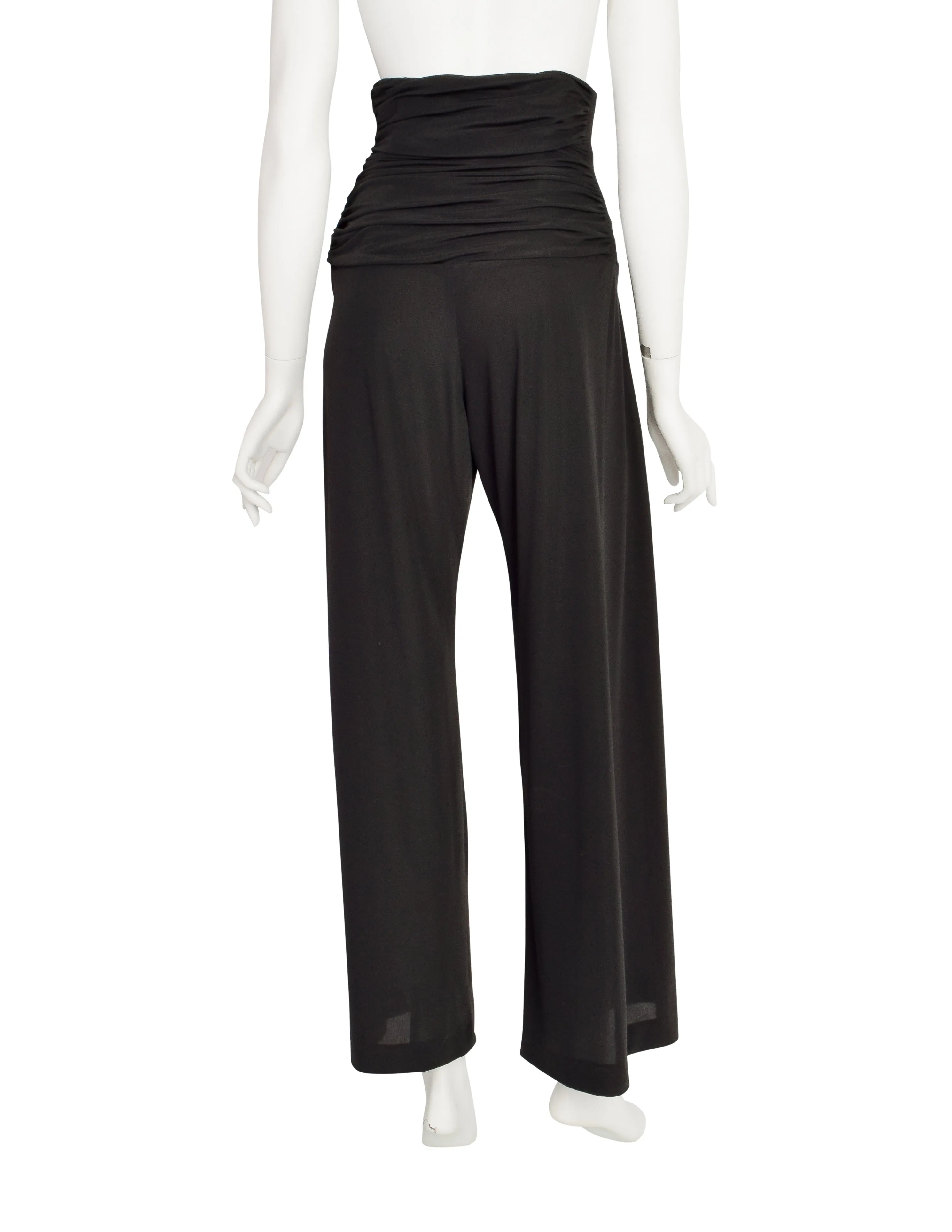 Norma Kamali Vintage Black Ultra High Waist Ruched Pants