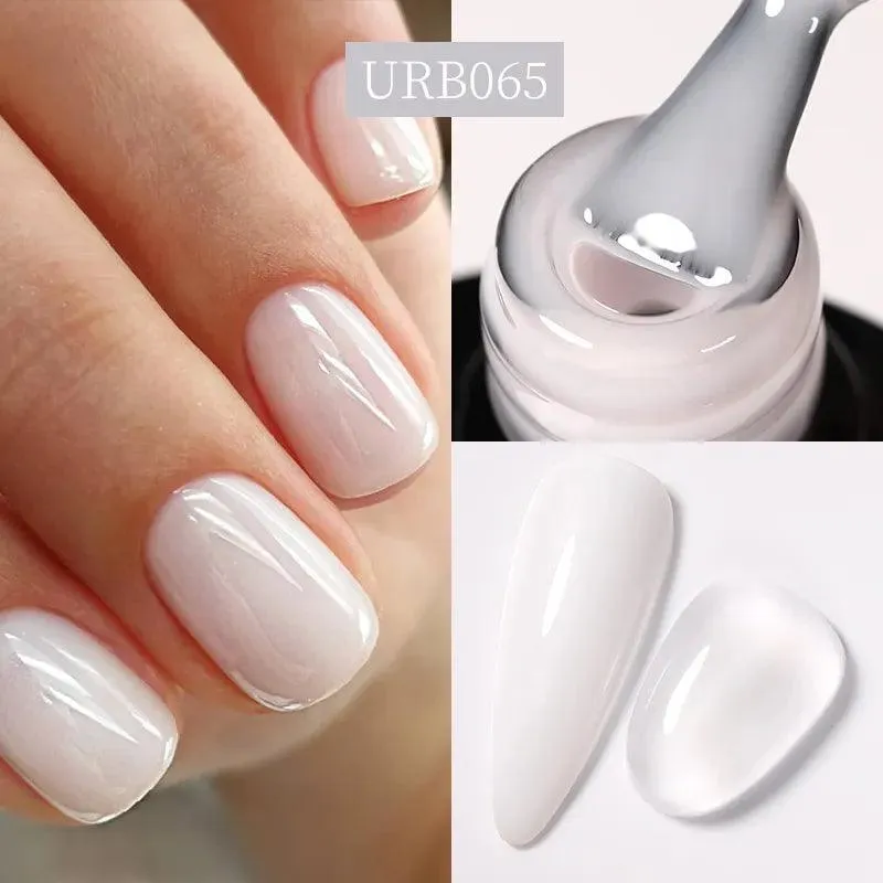 Nude Jelly White Rubber Base Gel: Long-Lasting Chip-Resistant Color