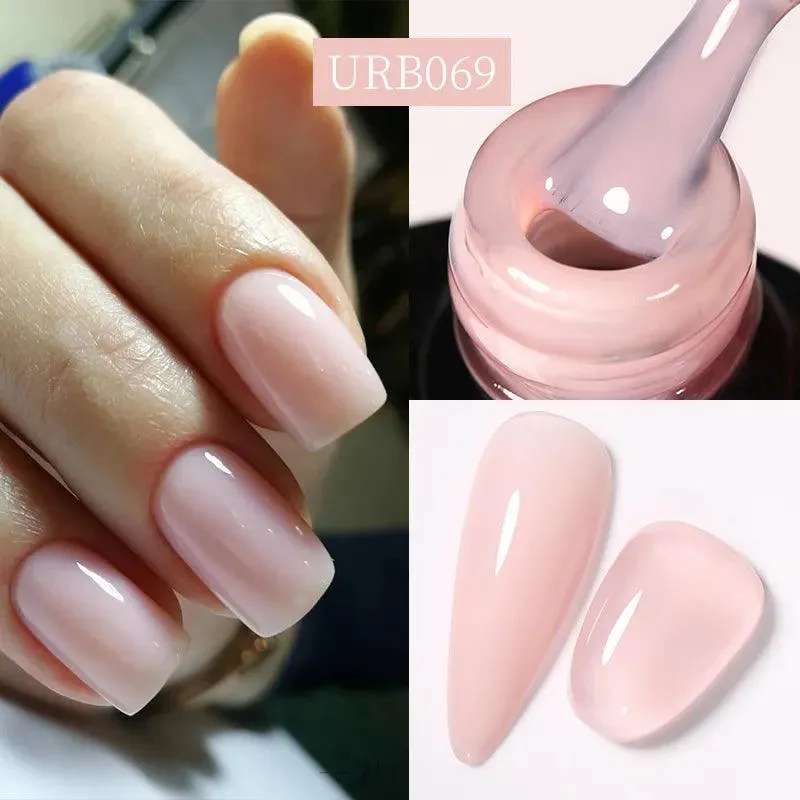 Nude Jelly White Rubber Base Gel: Long-Lasting Chip-Resistant Color