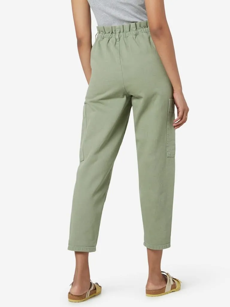 Nuon Sage Cropped Cargo-Styled Pants