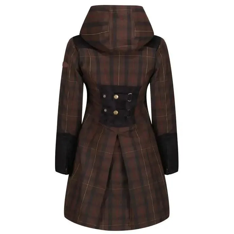 Odette Brown Check Waterproof Coat