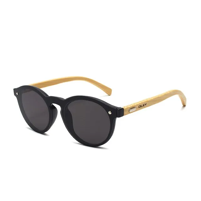 Oley Brand Bamboo Leg Hd Color Film Sunglasses Women Classic Round Overall Flat Lens Z0479