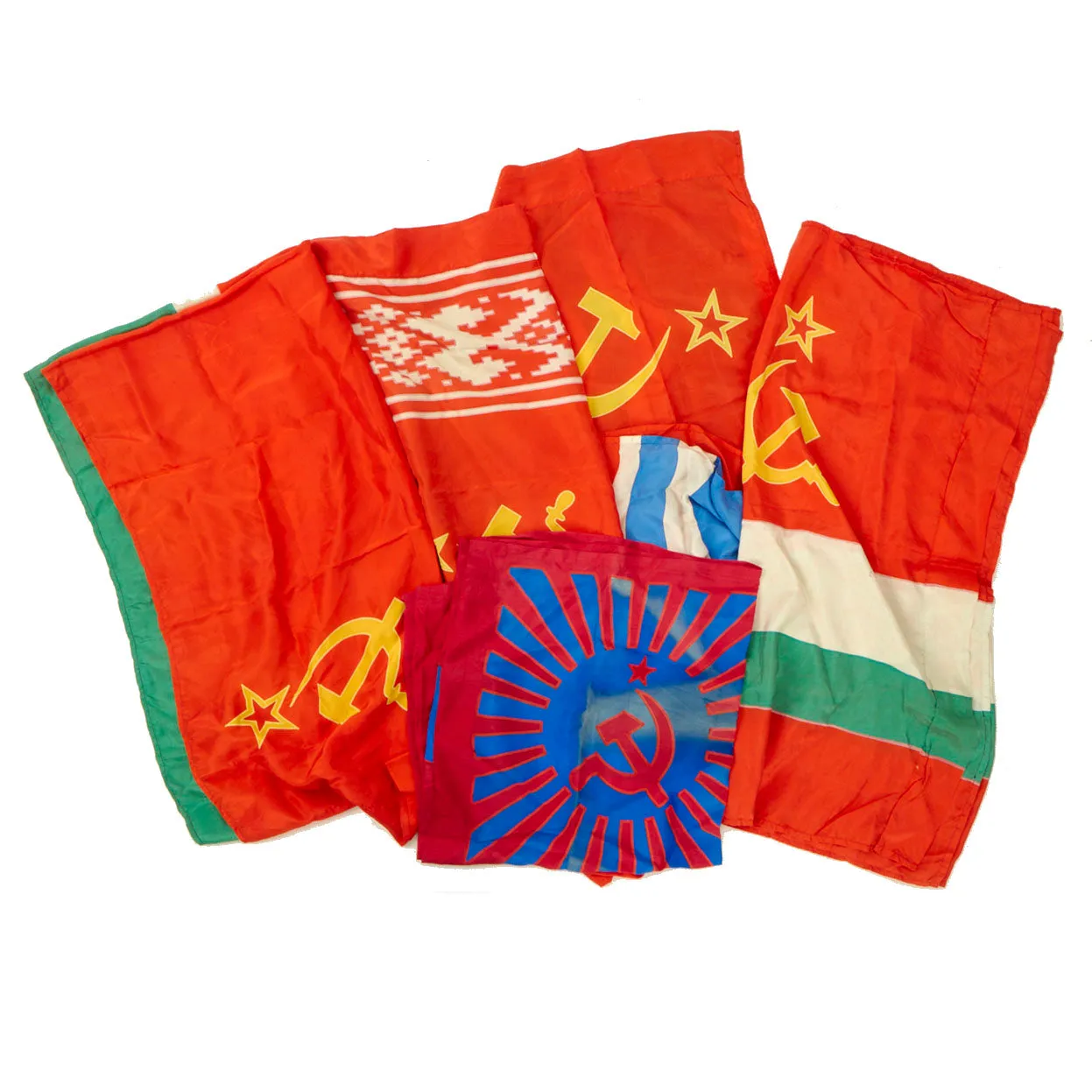 Original Flags of the Soviet Republics and Georgian SSR Lot - 5 Items