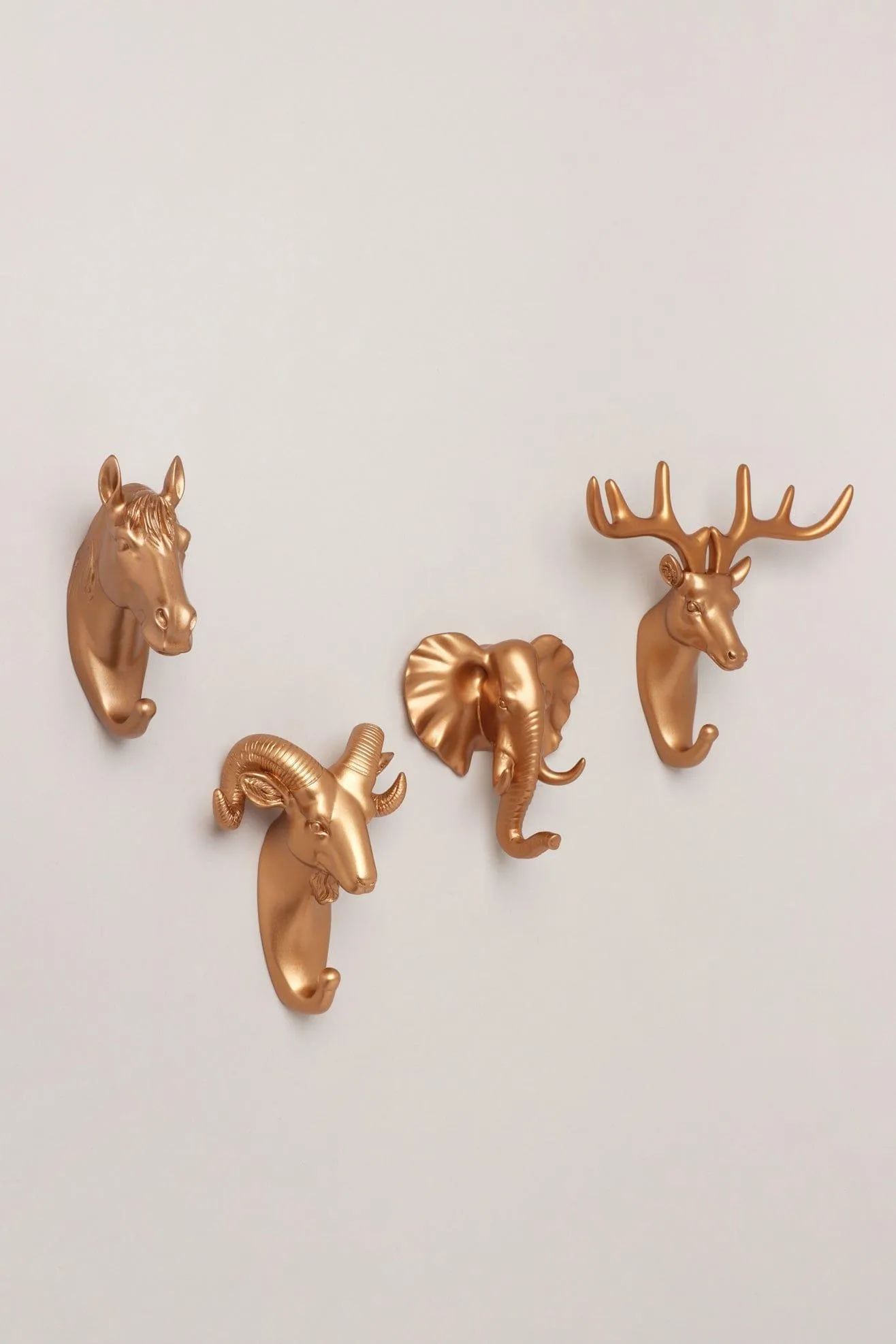 Ornamental Animal Heads Wildlife Bronze Gold Solid Resin Wall Organizer Coat Hook