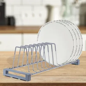 Plantex Stainless Steel Plate Stand/Dish Rack/Thali Stand for Modular Kitchen/Tandem Box Accessories - 12 Sections (Chrome/Pack of 1)