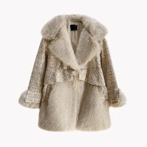 Pre Order:  Fluffy Sequined Faux Fur Coat