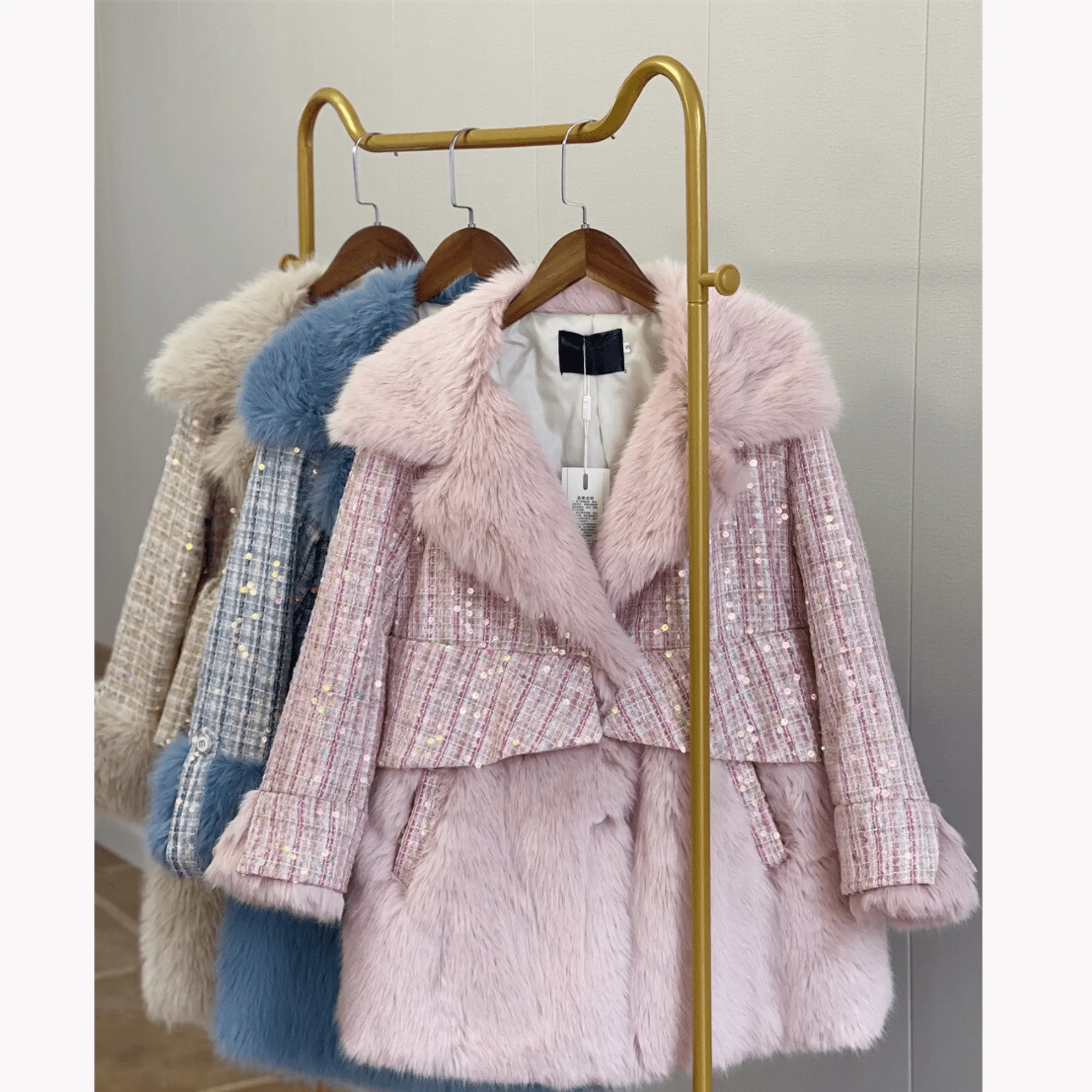 Pre Order:  Fluffy Sequined Faux Fur Coat