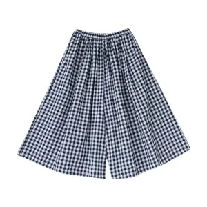 Pre Order:  Gingham Cotton-Linen Wide Leg Pants