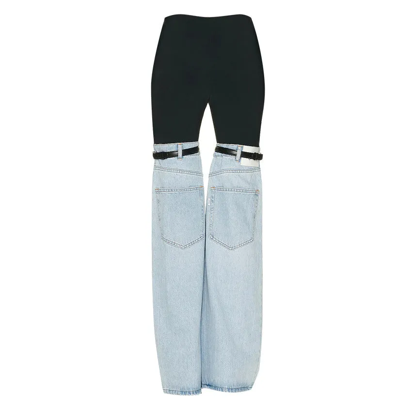 Pre Order:  Jeans Legs Spliced Denim Pants