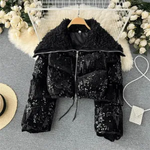 Pre Order:  Sequined Velvet Cropped Coat