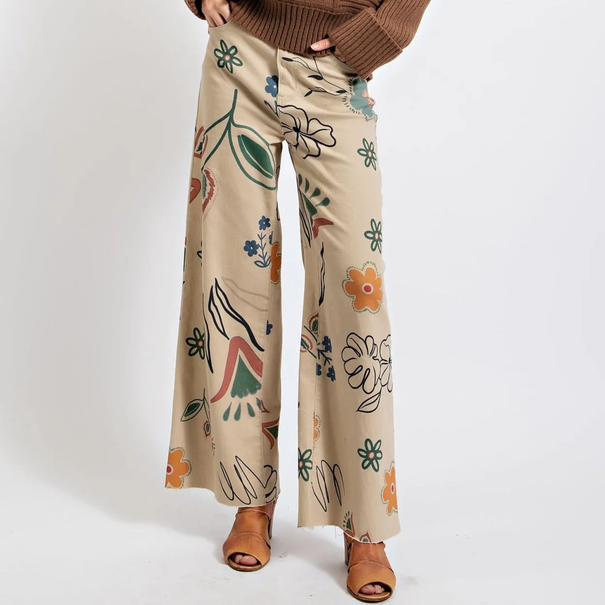 Printed Wide Leg Jeans