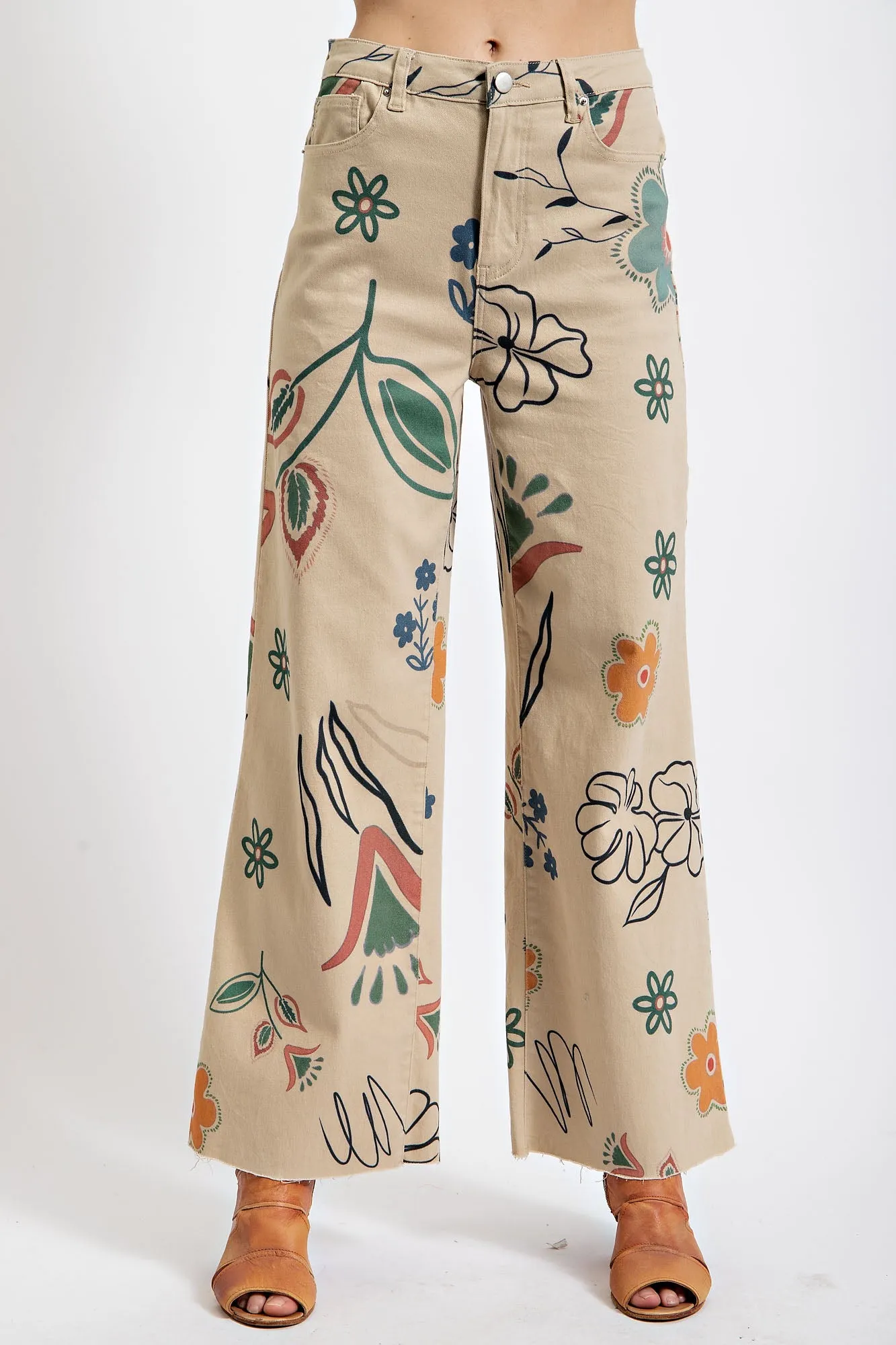 Printed Wide Leg Jeans