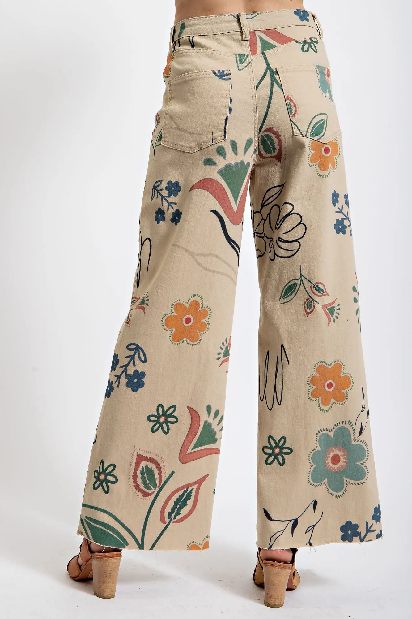 Printed Wide Leg Jeans