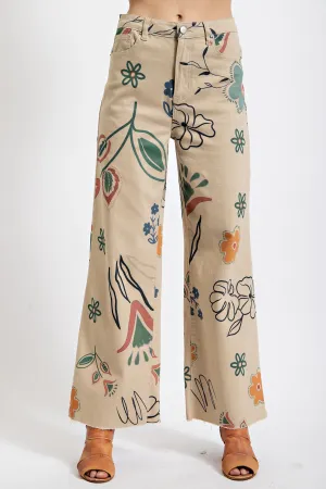 Printed Wide Leg Jeans