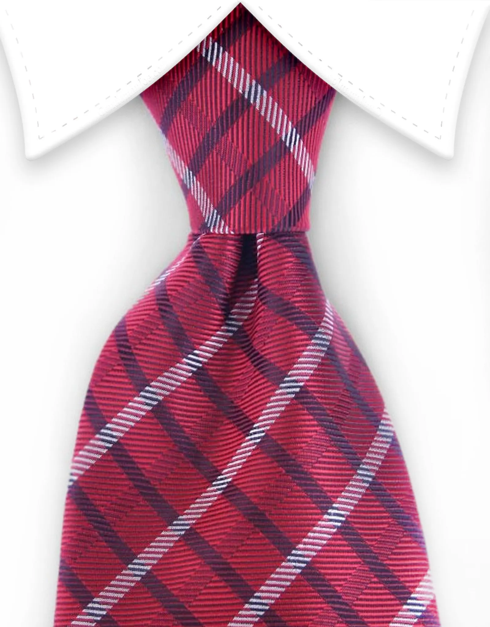 Red and Navy Plaid Necktie