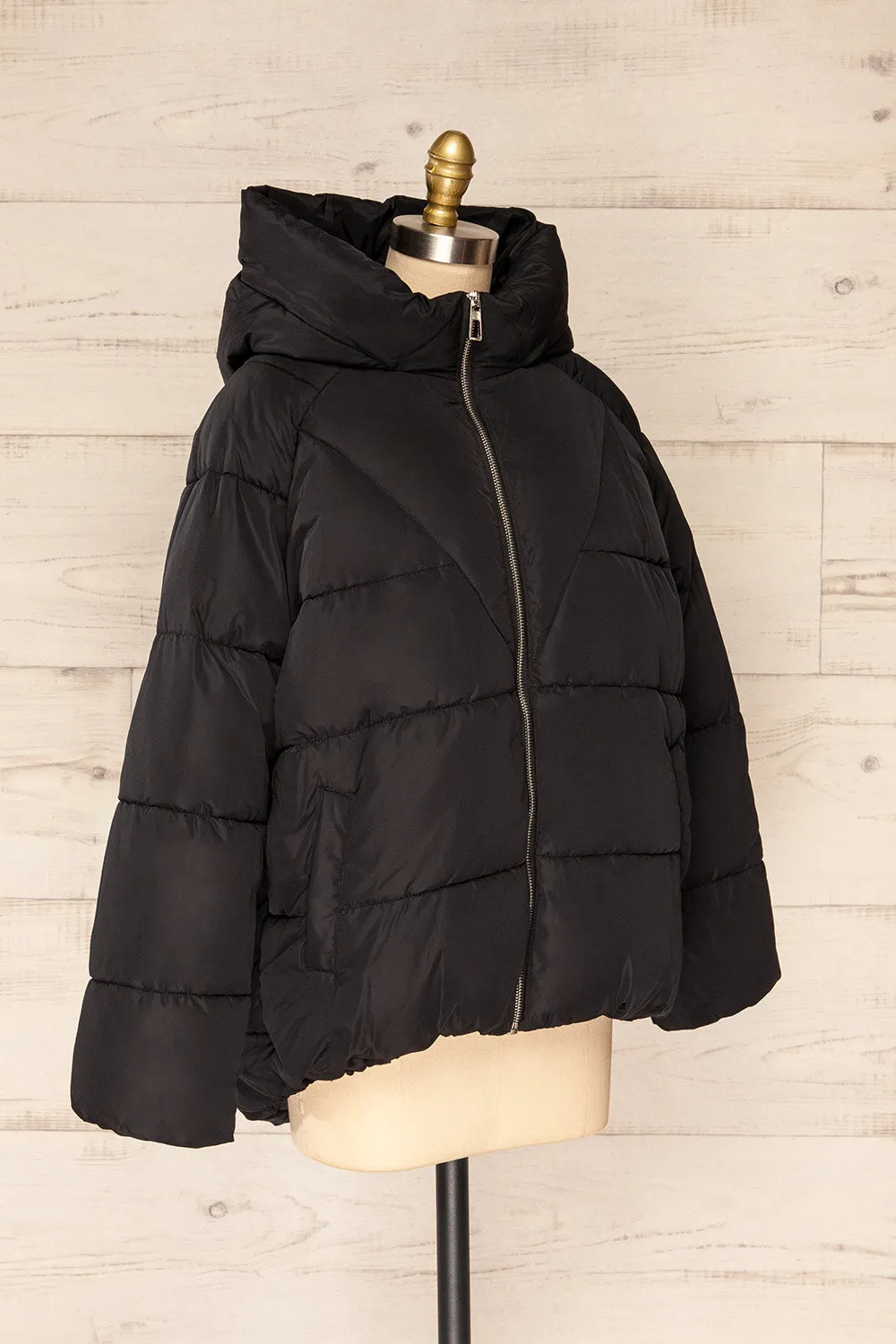 Reda Black | Short Puffer Jacket