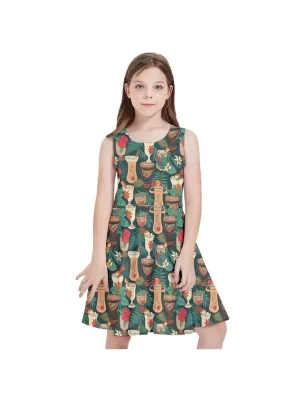 Retro Tiki Luau Kids' Skater Dress