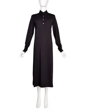 Romeo Gigli Vintage G Gigli 1990s Black Empire Waist Long Collared Shirt Dress