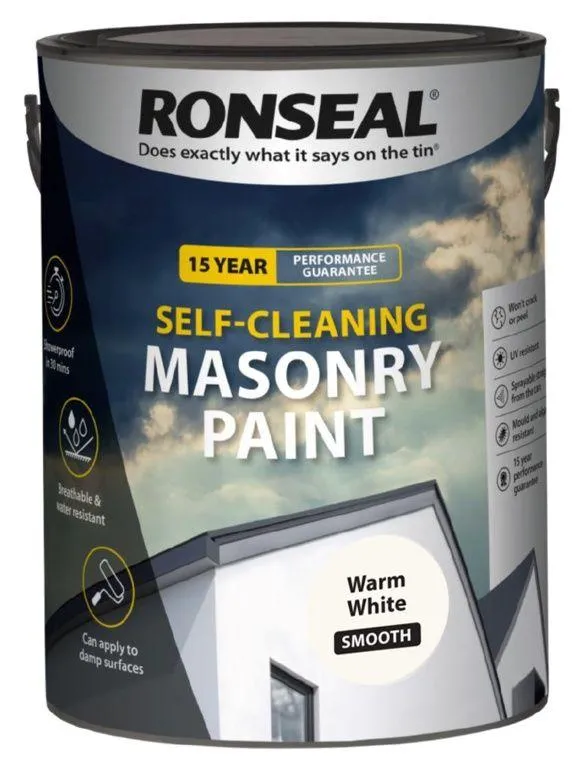 Ronseal Self-Clean Masonry Paint Warm White 5L