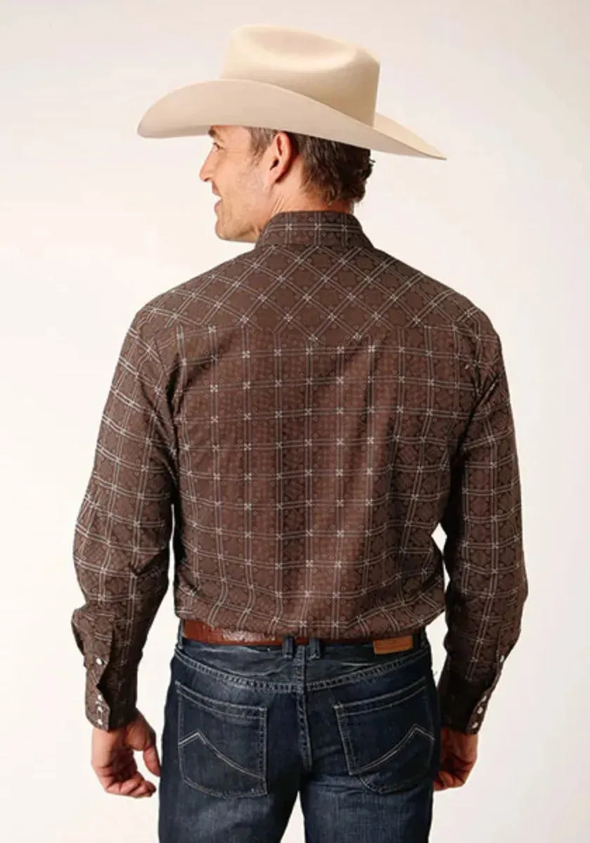 Roper Retro Print (Brown) - Men's Western Shirt