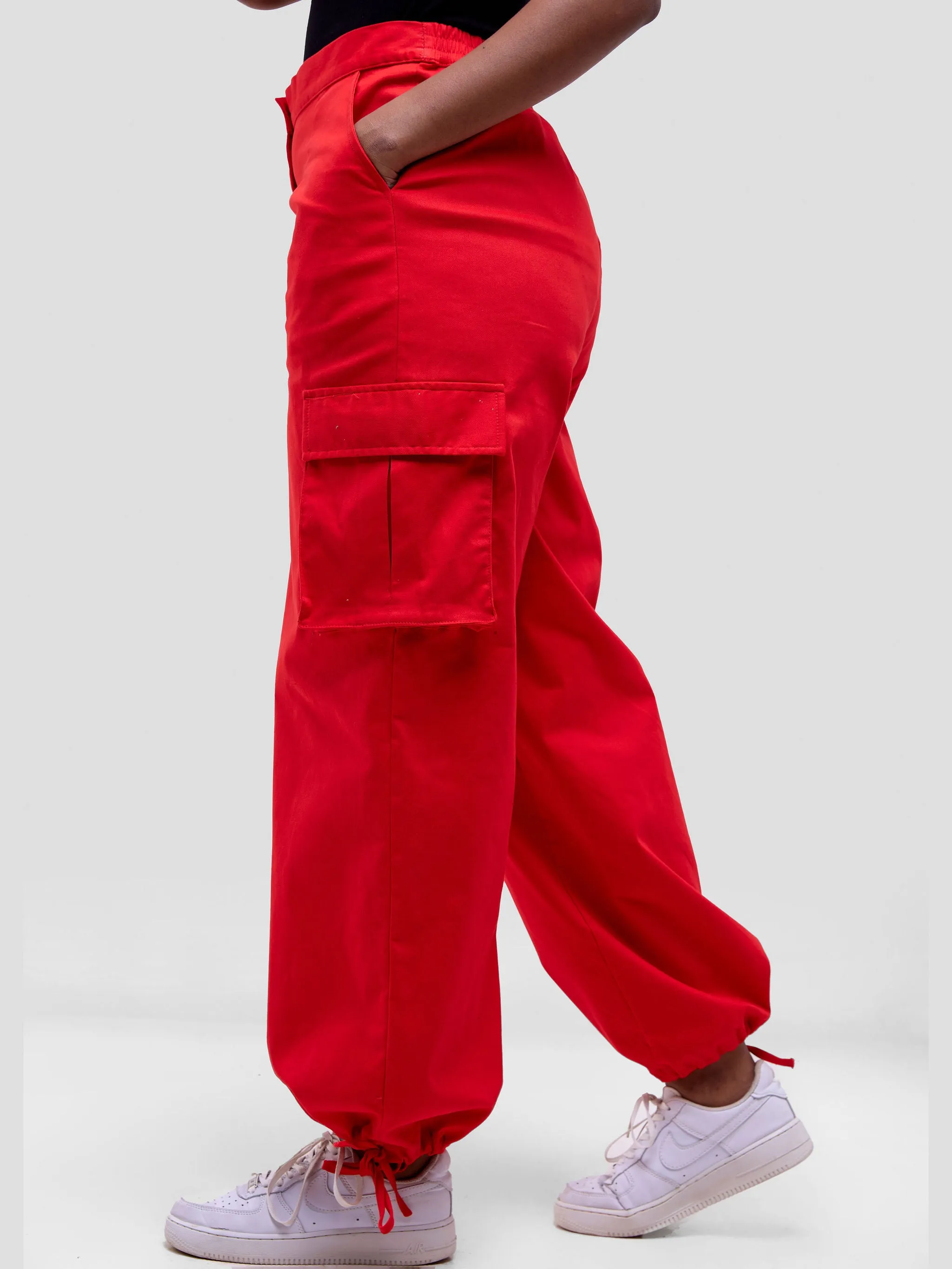 Safari Anga Drawstring Cargo Pants - Red