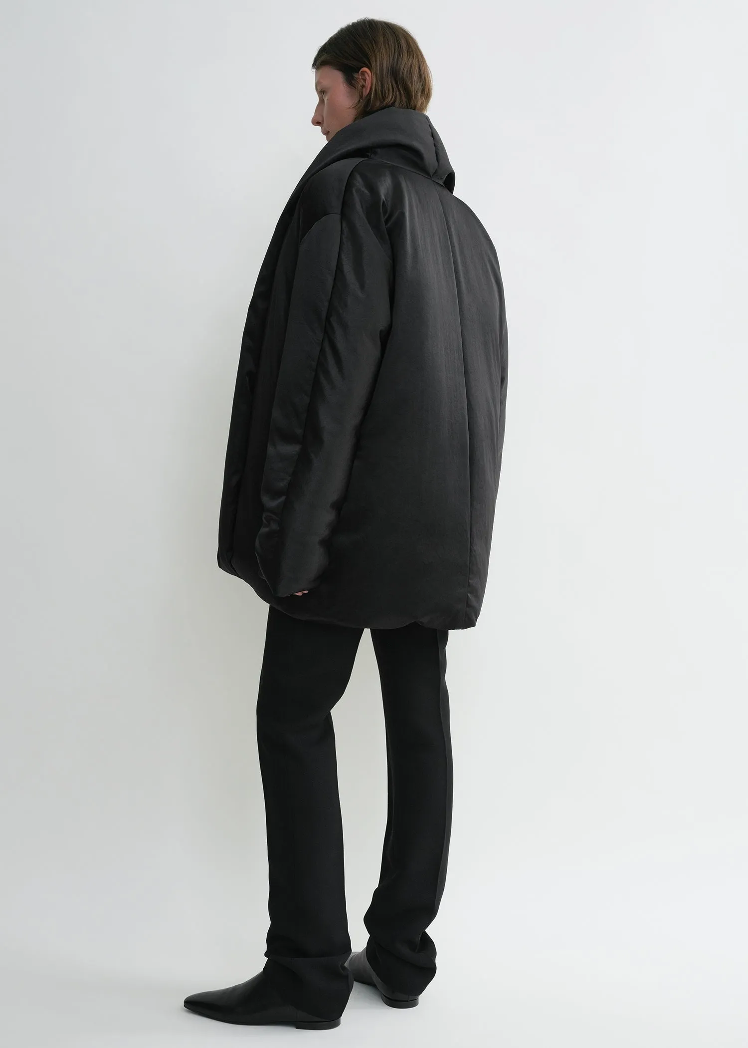 Satin puffer jacket black