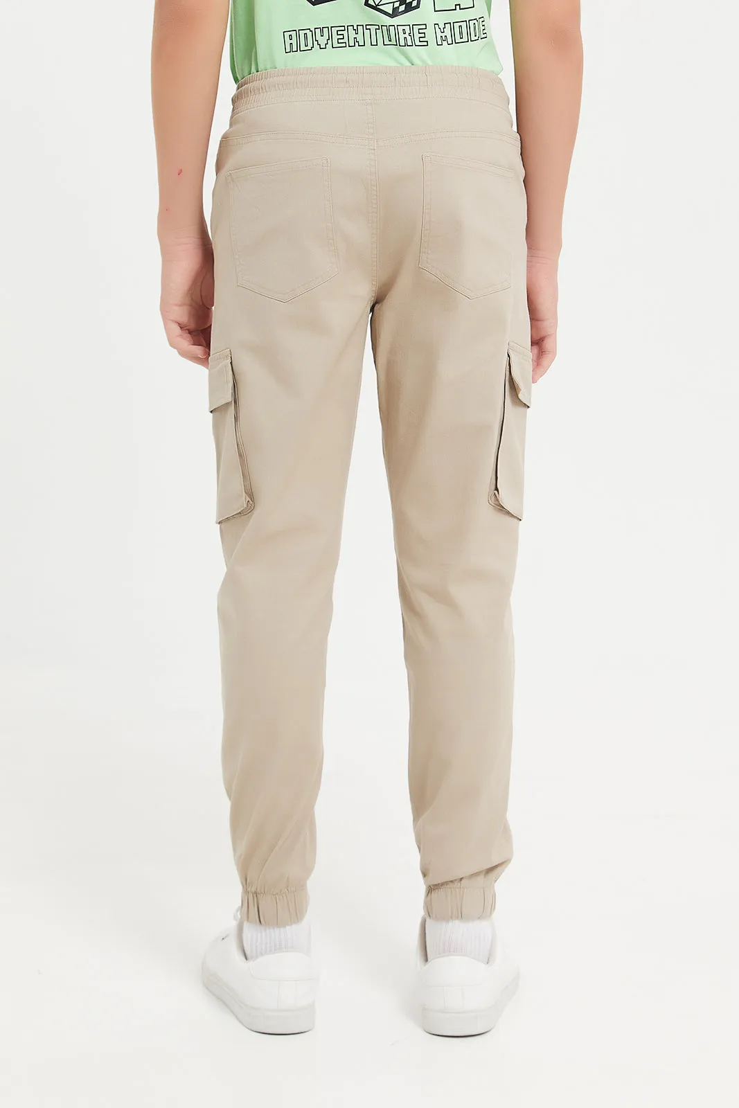 Senior Boys Beige Cargo Casual Trouser