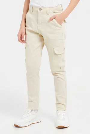 Senior Boys Beige Cargo Pocket Trouser