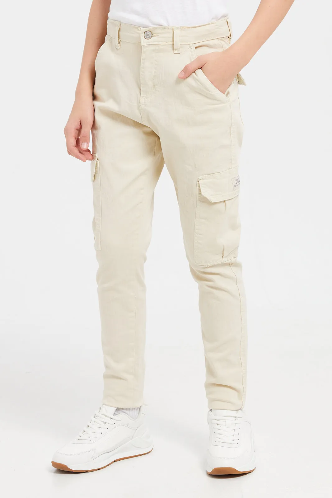 Senior Boys Beige Cargo Pocket Trouser