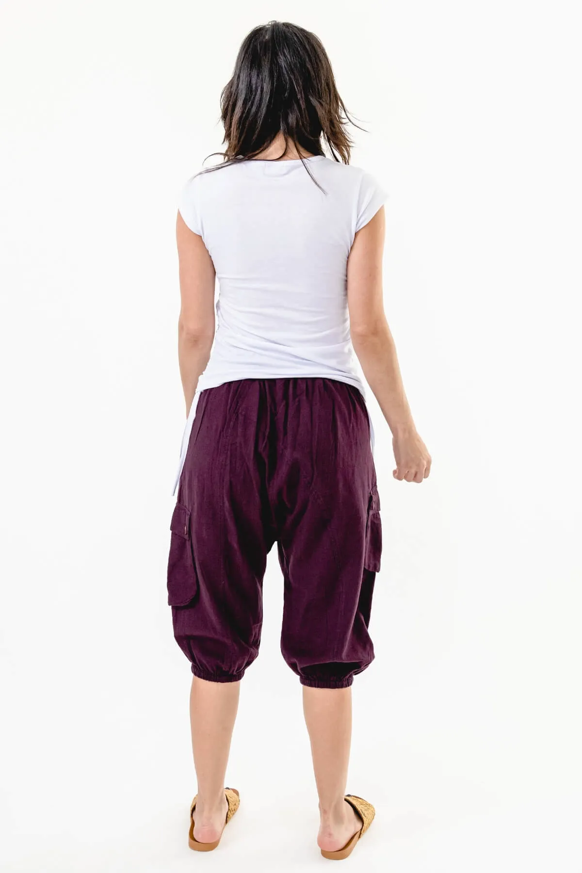 Short Drop Crotch Pants - Wine