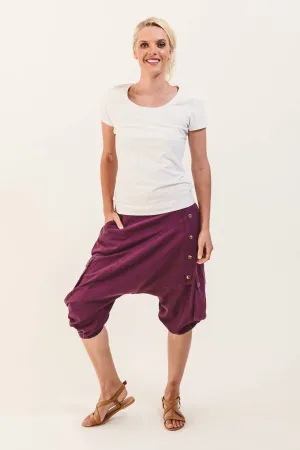 Short Drop Crotch Pants - Wine