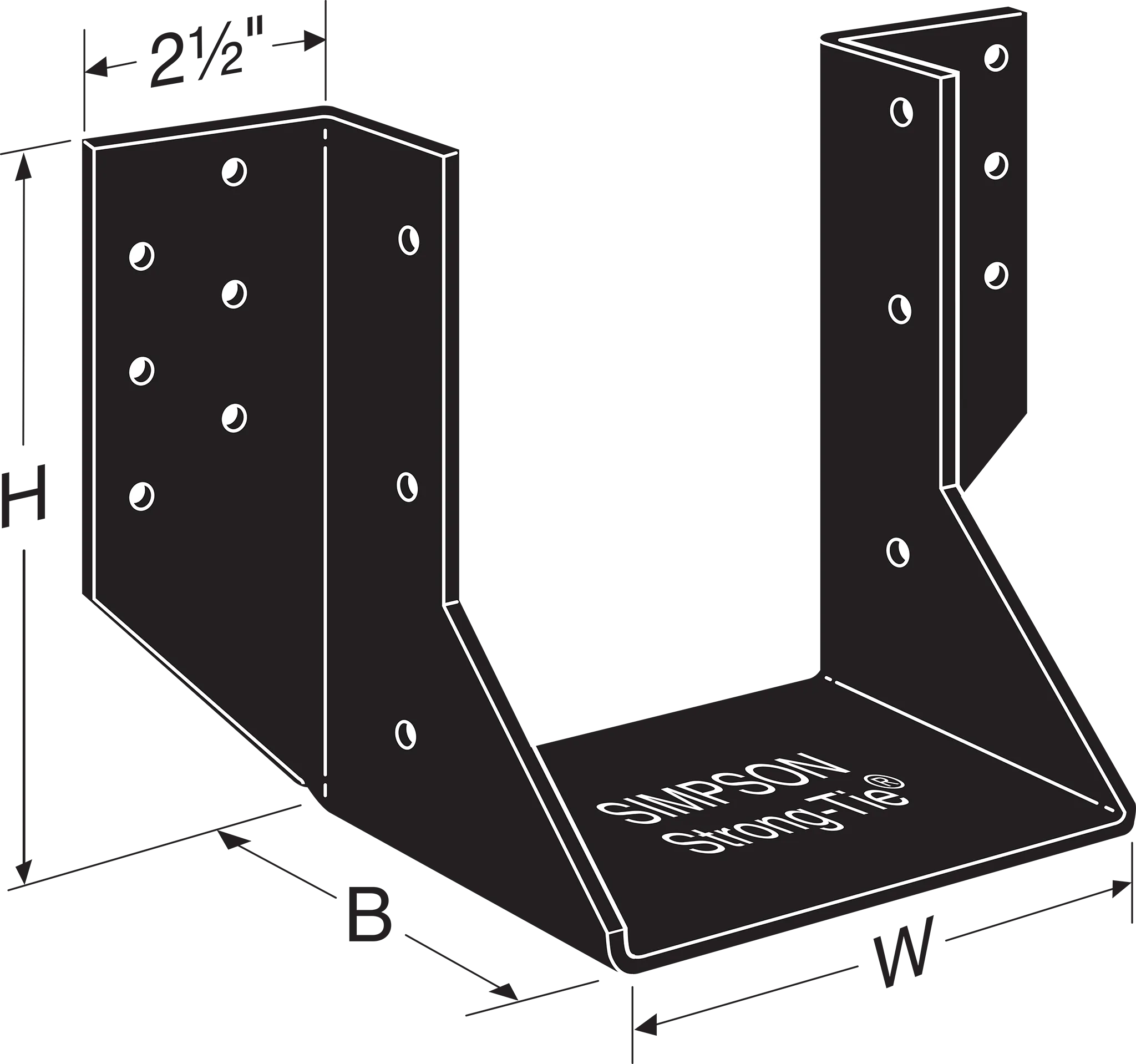 Simpson OHU48-SDS3 OHU Black Powder-Coated Ornamental Joist Hanger for 4x8 w/ Strong-Drive SDS Screws