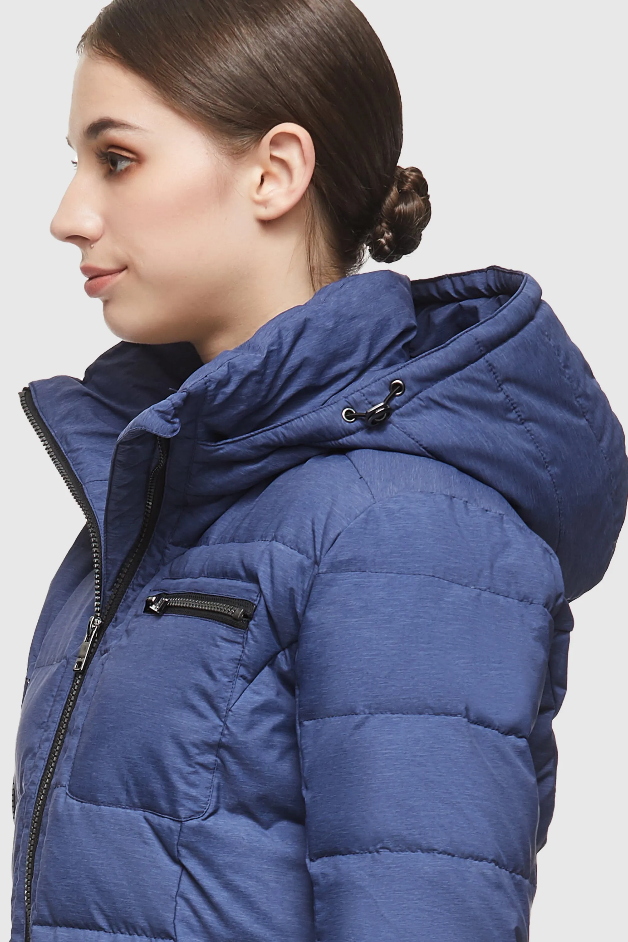 Slant Pocket Zip up Puffer Down Coat